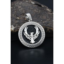 Prestige Gümüş Grek Desenli Kolye Ucu Anka Kuşu Figürlü 925 Ayar Gümüş 901212