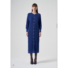 Nuss Kendinden Çizgili Uzun Hırka 1110 Saks