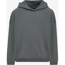 Skechers M Essential Hoodie Sweatshirt Erkek Gri Sweatshirt S242110-003