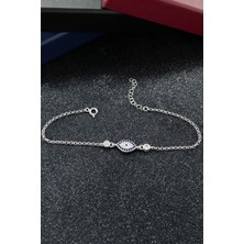 Nazar Işlemeli Göz 925 Ayar Gümüş Kadın Ayarlanabilir Bileklik