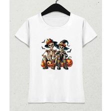 Hena Halloween Özel Korkunç Aşk Bağları Kadın Tişört Beyaz %100 Pamuklu