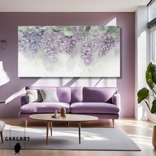 Gaagart Panoramik Kanvas Duvar Tablosu Mor Salkımlı Çiçek Görseli