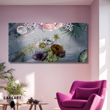 Gaagart Panoramik Kanvas Duvar Tablosu Uzun Yapraklar ve Çiçek Görseli