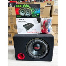 Kingvox 30 cm Kabinli Bass - 4 Kanal Amfi - 16 cm Midrange - Kablo Seti 8ga