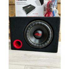 Kingvox 30 cm Kabinli Bass - 4 Kanal Amfi - 16 cm Midrange - Kablo Seti 8ga