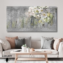Gaagart Panoramik Kanvas Duvar Tablosu Sarı Beyaz Çiçek Tasarımı