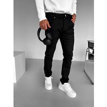 Erkek Slim Fit %100 Pamuk Basic Jean Pantolon Siyah