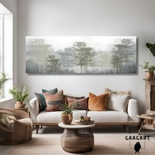 Gaagart Uzun Panaromik Kanvas Tablo Soyut Bohem Çizgisel Ağaçlar