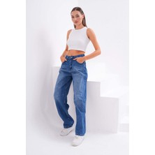 Kadın Beli Kemer Detaylı Kot Pantolon 245037 -