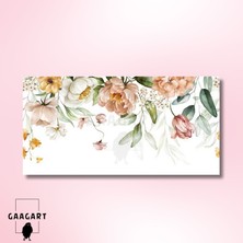 Gaagart Panoramik Kanvas Duvar Tablosu Sarı Beyaz Pembe Çiçek Dizaynı