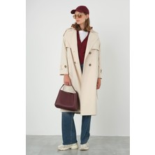 Rüzgarlıklı Klasik Trençkot Kemik