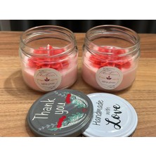 Kırmızı Lotus Çiçeği Tasarımlı El Yapımı Soya Wax Mum