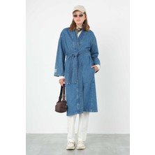 HE-QA Denim Trençkot Mavi