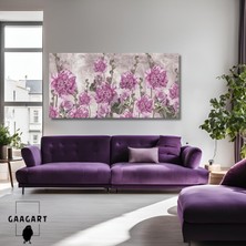 Gaagart Panoramik Kanvas Duvar Tablosu Lila Tonlarda Çiçek Görseli