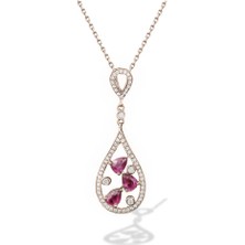 Rubalit Turmalin Rose Gold Histryum Kadın Gümüş Kolye