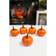 Pekshop Halloween Balkabağı Figür Süs 5cm - 5 Li Set Cadılar Bayramı Kabak Figür Masa Süsleri 5 Adet