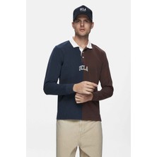 CLARK Kahve Nakışlı Polo Yaka Standard Fit Erkek Sweatshirt