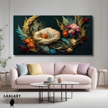 Gaagart Panoramik Kanvas Duvar Tablosu Renkli Modern Çiçek Dalı