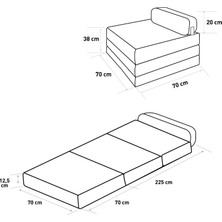 Mevsim Home Oturum Yüksekliği 38 cm 70X225 Koyu Gri Tek Kişilik Katlanır Yataklı Koltuk