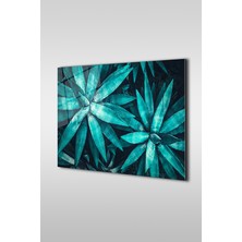 Glaszen Muz Ağacı Yaprakları Yakın Çekim Yatay Cam Tablo