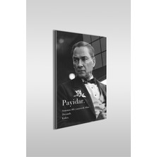 Glaszen Atatürk Payidar Özel Tasarım Siyah Beyaz Dikey Cam Tablo