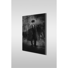 Glaszen Atatürk Siyah Beyaz Dikey Cam Tablo
