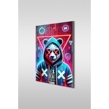 Glaszen Neon Stil Panda Dikey Cam Tablo