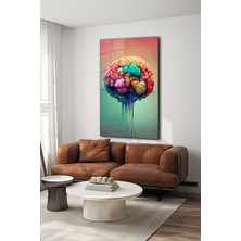 Glaszen Sanatsal Beyin Modern Dikey Cam Tablo