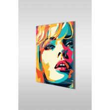 Glaszen Pop Art Sarışın Kadın Portre Dikey Cam Tablo