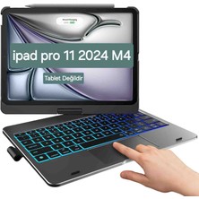 Fogy Apple iPad Pro 11 M4 2024 11 Inç Klavyeli Kılıf 360 Dönebilen Rgb Tuşlu Touchpad Kılıfı