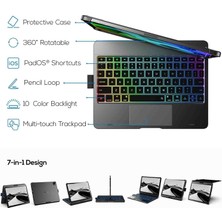 Fogy Apple iPad Pro 11 M4 2024 11 Inç Klavyeli Kılıf 360 Dönebilen Rgb Tuşlu Touchpad Kılıfı