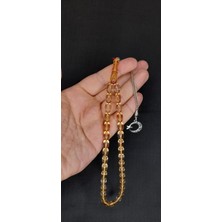 Anemore Collection Ateş Kehribar Tesbih Beyzi Kesim Şeffaf/sarı T-453