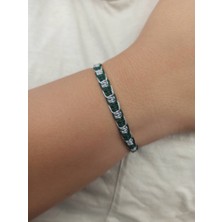 Bhcl Koyu Yeşil Ipli El Örgüsü Çift Renkli Unisex Makrome Bileklik, Suya Dayanıklı Sporcu Bilekliği, Hediyelik Bileklik