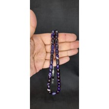 Anemore Collection Sıkma Kehribar Tesbih Koyu Lacivert Renk Kapsül Kesim T-438