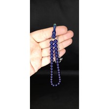 Anemore Collection Çubuk Kehribar Tesbih Küre Kesim Lacivert Renk T-365