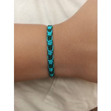 Koyu Yeşil Ipli El Örgüsü Çift Renkli Unisex Makrome Bileklik, Suya Dayanıklı Sporcu Bilekliği, Hediyelik Bileklik