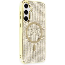 Newface Samsung Galaxy S23 Fe Kılıf Diamond Magsafe Kapak - Gold 13