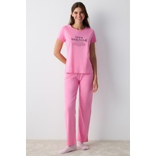 Penti Pamuklu Love Bombing Pembe Pantolon Pijama Takımı