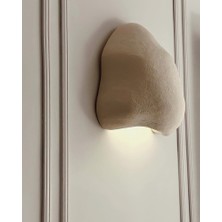 Fiberglass Duvar Apliği E14 Duylu  - 30 Cm, Traverten Görünümlü Kapadokya Renk Bej