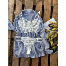 Dantel Detaylı Balenli Bralet Takım Ekru