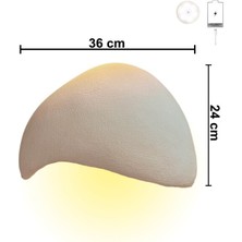 Şarjlı Led'li Fiberglass Duvar Apliği - 36X24  Cm, Traverten Görünümlü Beton Grisi