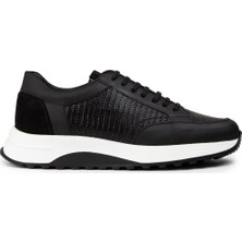 Deery Hakiki Deri Siyah Erkek Sneaker Ayakkabı - 01984MSYHE02