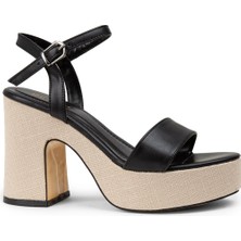 Deery Siyah Platform Topuk Kadın Sandalet - K1040ZSYHM01