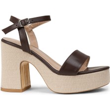 Deery Kahverengi Platform Topuk Kadın Sandalet - K1040ZKHVM01