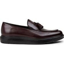 Deery Hakiki Deri Bordo Comfort Püsküllü Erkek Loafer - 01840MBRDP04