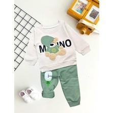 Neşeli Bebekler Şapkalı Moshino Ayıcık Penye Takım Yeşil