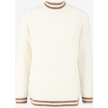 Fabrika Comfort Bisiklet Yaka Regular Fit Jakarlı Ekru Erkek Kazak FC4WM-KZK 2619