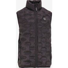 Siyah Erkek Dik Yaka Relaxed Fit Baskılı Yelek D4WM-YLK3307