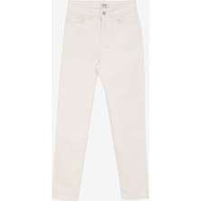 Jeep Yüksek Bel Düz Paça Straight Kırık Beyaz Kadın Denim Pantolon C4WL-PNT4067