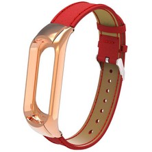Ekılıf - Xiaomi Mi Band 4 - Kordon Deri Kordon Krd-07 - Kırmızı
